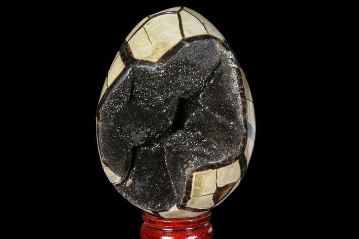 Septarian Dragon Egg Geode - Black Crystals #96019